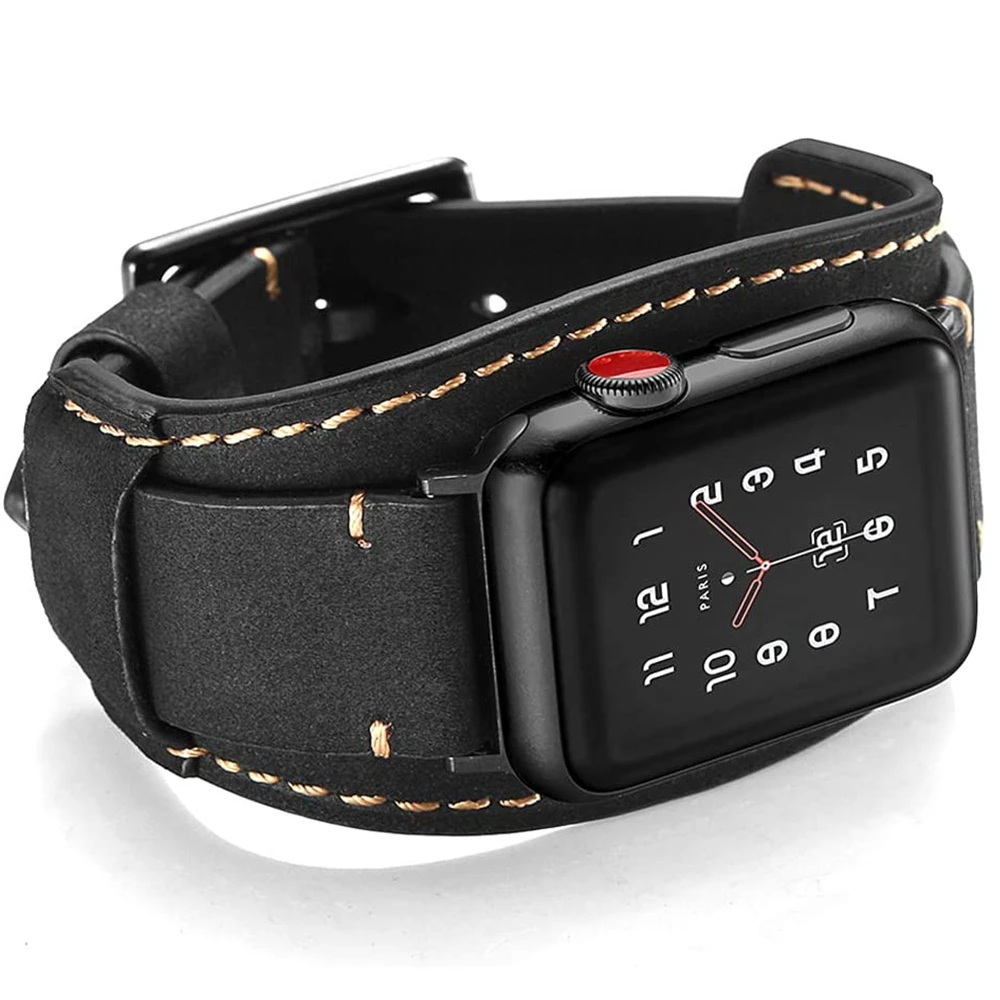 

For Apple Watch 5 44mm band Genuine Leather correa for iwatch bands 42mm strap 40mm 38mm Series 5 4 3 2 1 Men Women Wrist belt