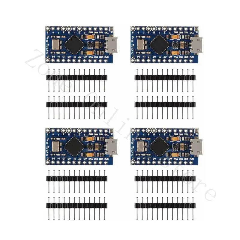 

Макетная плата для Arduino Pro Micro Atmega32U4, 4 шт., 5 в 16 МГц, загрузочное устройство IDE Micro USB Pro Micro, с контактным разъемом