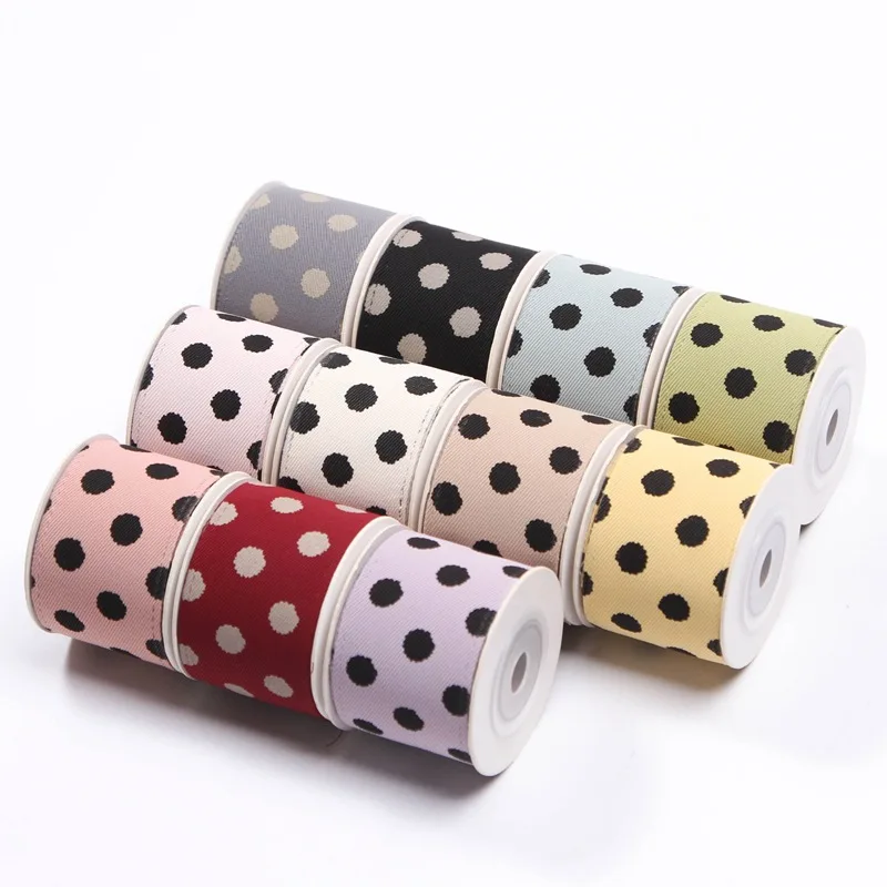 Polka Dots Twill Ribbon 25mm 38mm Sewing DIY Craft Gift Box Packing Corsage Satin Bow Hair Accessories Handmade Cloth Print Tape