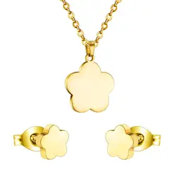 LUXUKISSKIDS Flower African Wedding Dubai Jewelry Set Earrings Pendant Necklace For Women Girls Stainless Steel Jewellery Sets