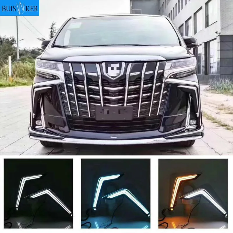 

2Pcs LED DRL For Toyota Alphard 2018 2019 Daytime Running Lights Daylight Fog Lamp with Running Turn Signal night blue