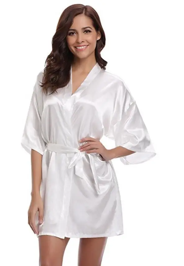 Nowe jedwabne Kimono szlafrok szlafrok kobiety jedwab druhna szaty Sexy granatowy szaty Satin Robe panie szlafroki