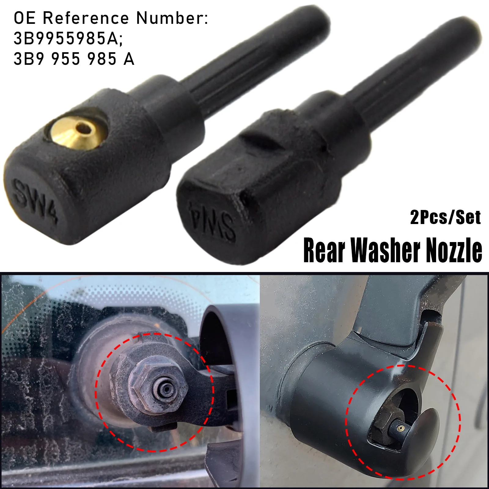 Rear Wiper Washer Jet Nozzle For Skoda Fabia Octavia Roomster Superb Yeti Seat Alhambra Altea Arosa Exeo Ibiza Leon Toledo