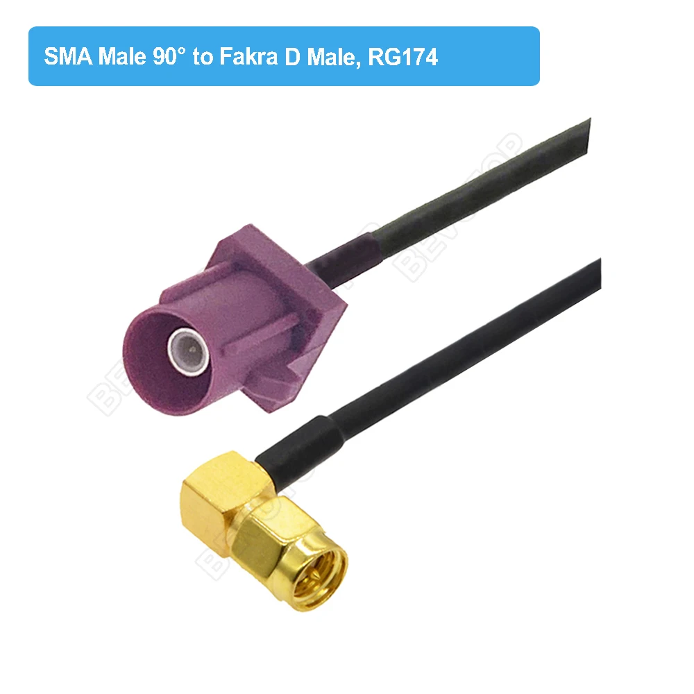 Bordeaux RAL4004 Fakra D Male / Female to SMA Male Plug RG174 Cable Adapter GSM Antenna Extension Cord RF Coaxial Pigtail Jumper