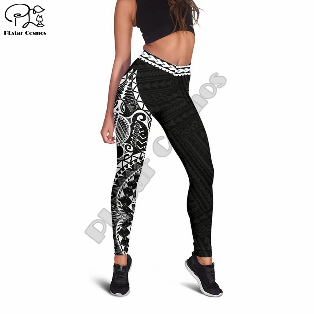 

PLstar Cosmos High Elasticity Polynesian Printed Fashion Slim Fit Legging Workout Trousers Casual Pants Women Leggings Style-2