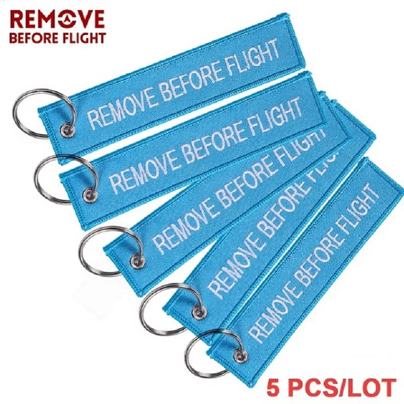 Remove Before Flight Embroidery Key Ring Special Luggage Tag Label Red Chain Keychain For Aviation Gifts OEM Keychain