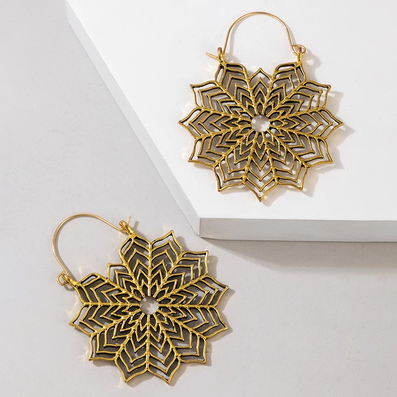 Tocona Vintage Gold Silver Color Geometric Dangle Drop Earrings for Women Alloy Metal Star Ethnic Bohemian Jewelry Accessories