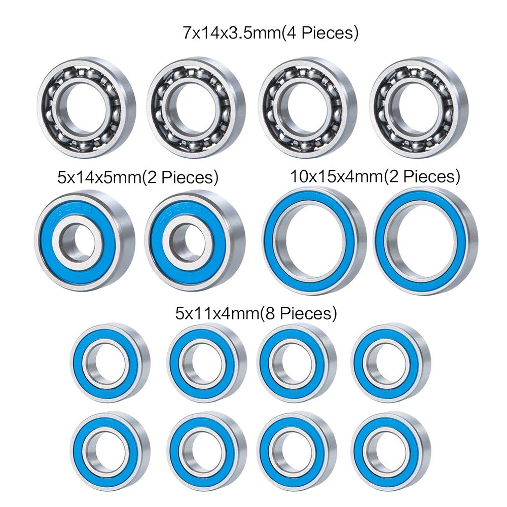 AXSPEED 16PCS RC Car Axle Front & Rear Bearing Kit for 1/10 Axial SCX10.2 SCX10 II Ar44 RC Crawler Blue Bearing Upgrade Parts