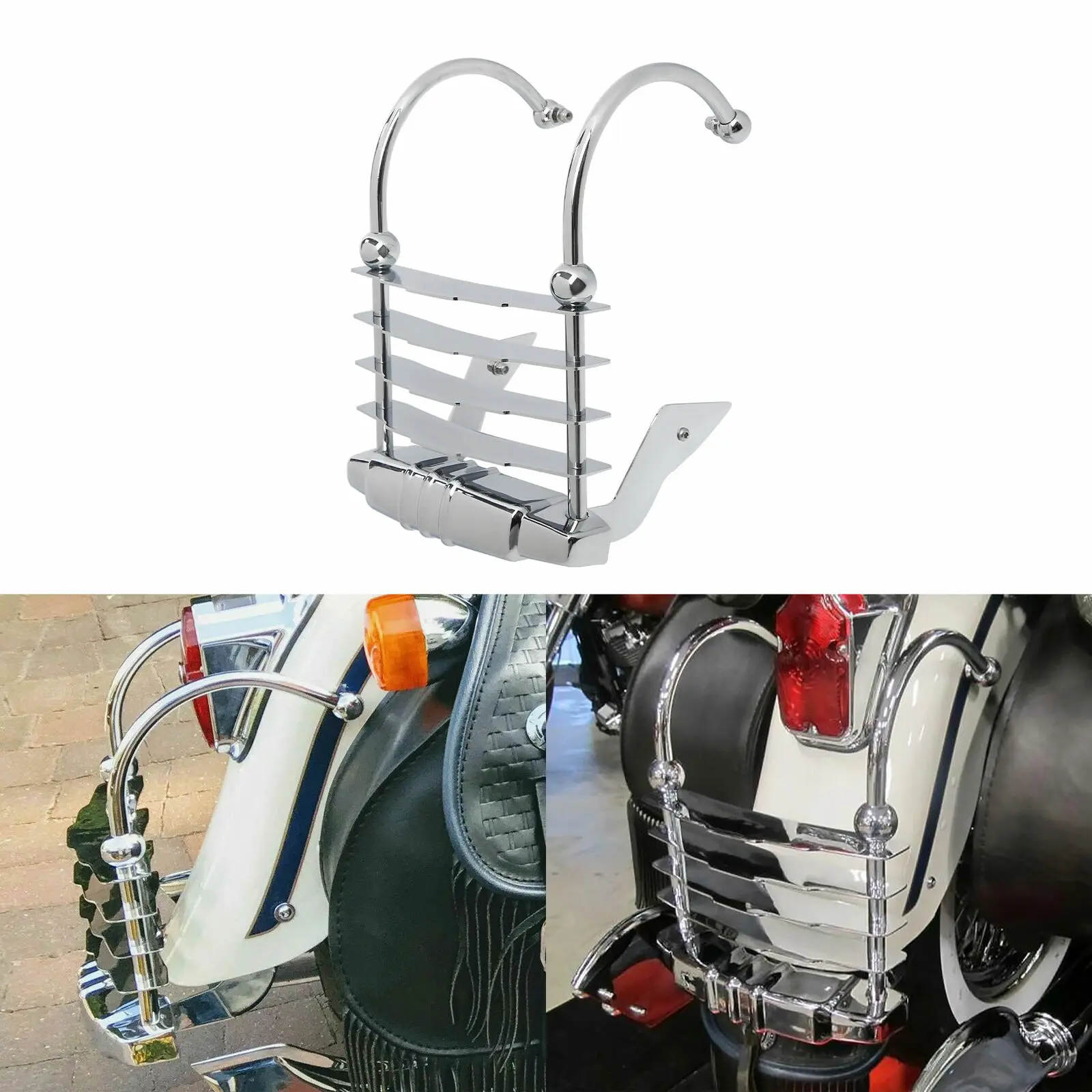 Motorcycle Rear Bumper W/ Grill Cheese Grater For Harley Heritage Springer 1997-2003