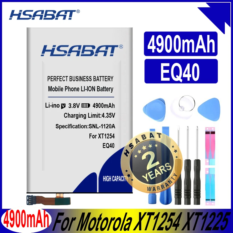 HSABAT 4900mAh EQ40 Battery for Motorola Moto Droid Turbo XT1254 XT1225