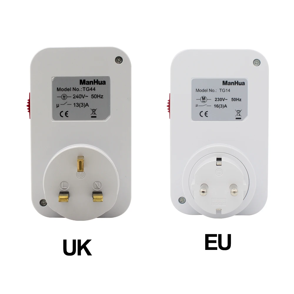 ManHua 24 Hour Programmable Mechanical Timer Switch Universal Socket TimerTG14,TG44 220V 16A Europe Plug EU UK plug