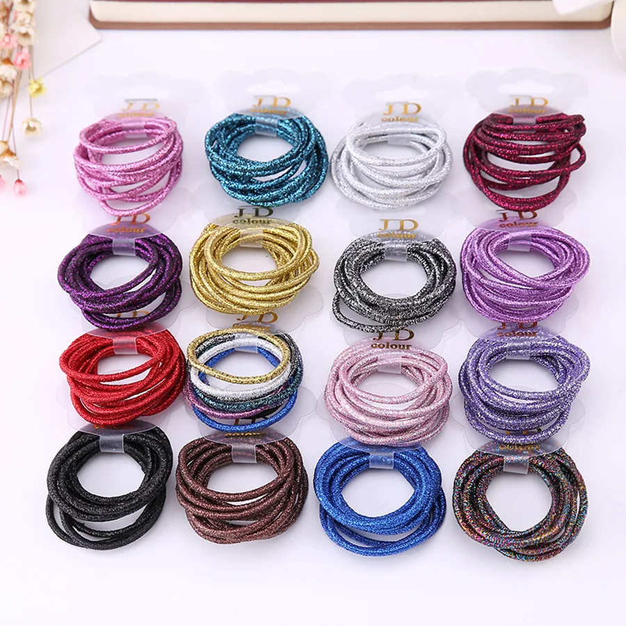 10pcs/lot  Cute Girl Ponytail Hair Holder Hair Accessories Thin Elastic Rubber Band For Kids Colorful Hair Ties