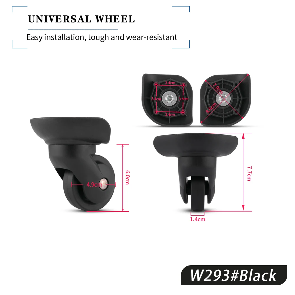 HANLUOKE W293 Luggage Universal Wheel Accessories Wheel Tool Leather Case Roller Casters Mute Wheel General Wear-Resistant