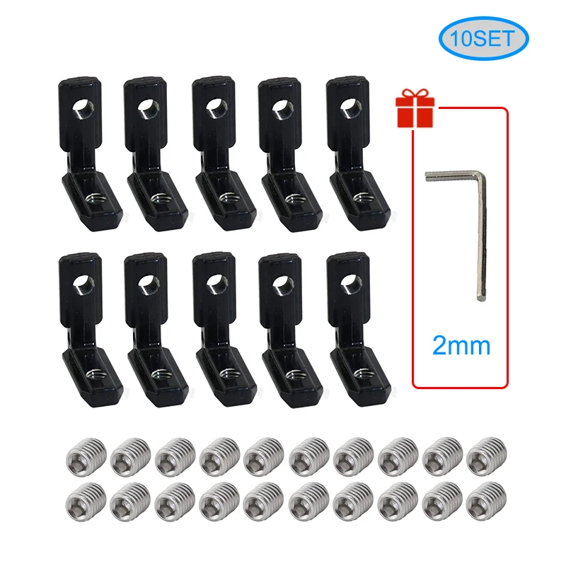 5/10/20pcs T-Slot L-Shape Aluminum Profile Internal Corner Joint Bracket Connector for 2020 Alu profile with M5 screw