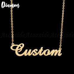 Collar de acero inoxidable con nombre personalizado, colgante con letras, placa, regalo, 2020