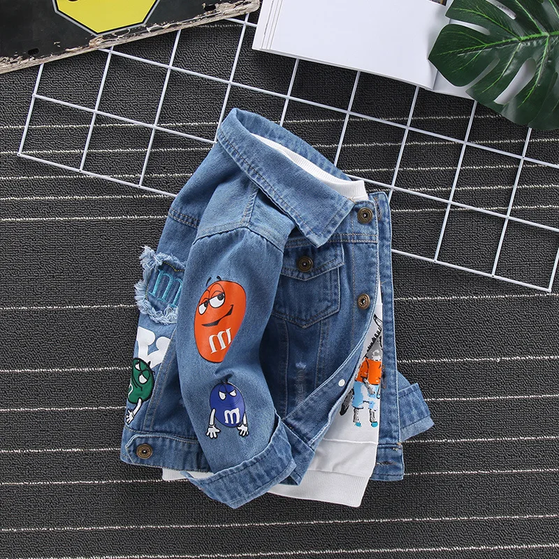Children's Jean Jacket Spring and Autumn New Korean Fashion Cartoon Girl Jackets Girls Outerwear Coats 0-10-Year-Old image 4