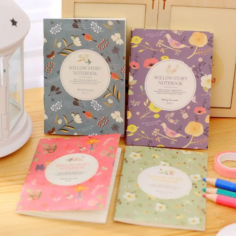 20 Pcs Notebook 64K Flower and Bird Color Pocket Small Book Factory Direct Kawaii Stationery Stationery for School