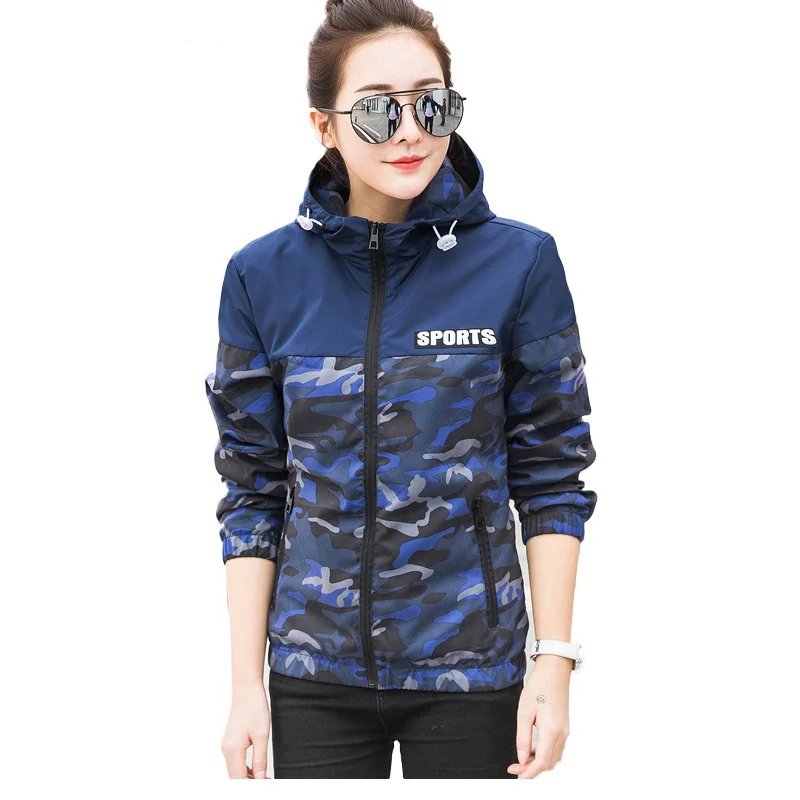 

Jacket Women Windbreaker 2021 Spring Fashion Camouflage Women Basic Jacket Coat Hooded Female Casual Thin Coat Outwear