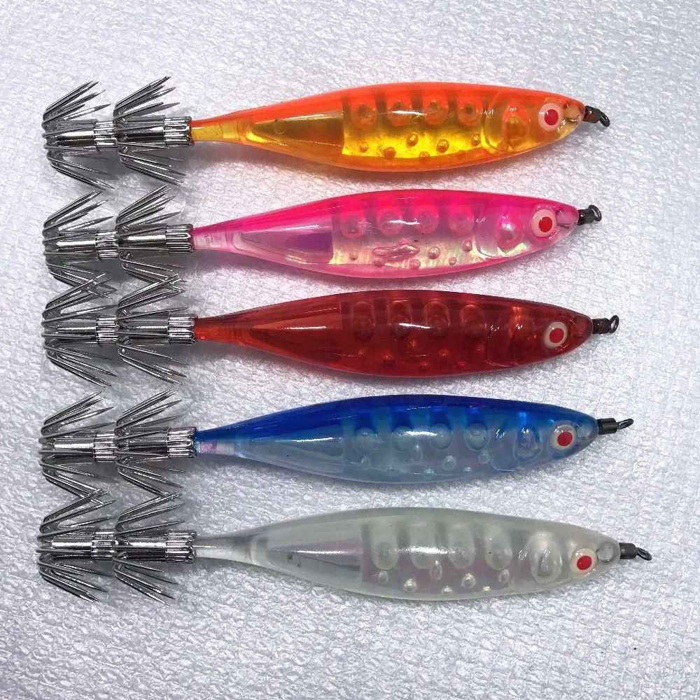 50Pcs Octopus Fishing Lures Hard Squid Jigs Shrimp Cuttlefish Squid Hook 3D Eyes Artificial Bait Sea Fishing