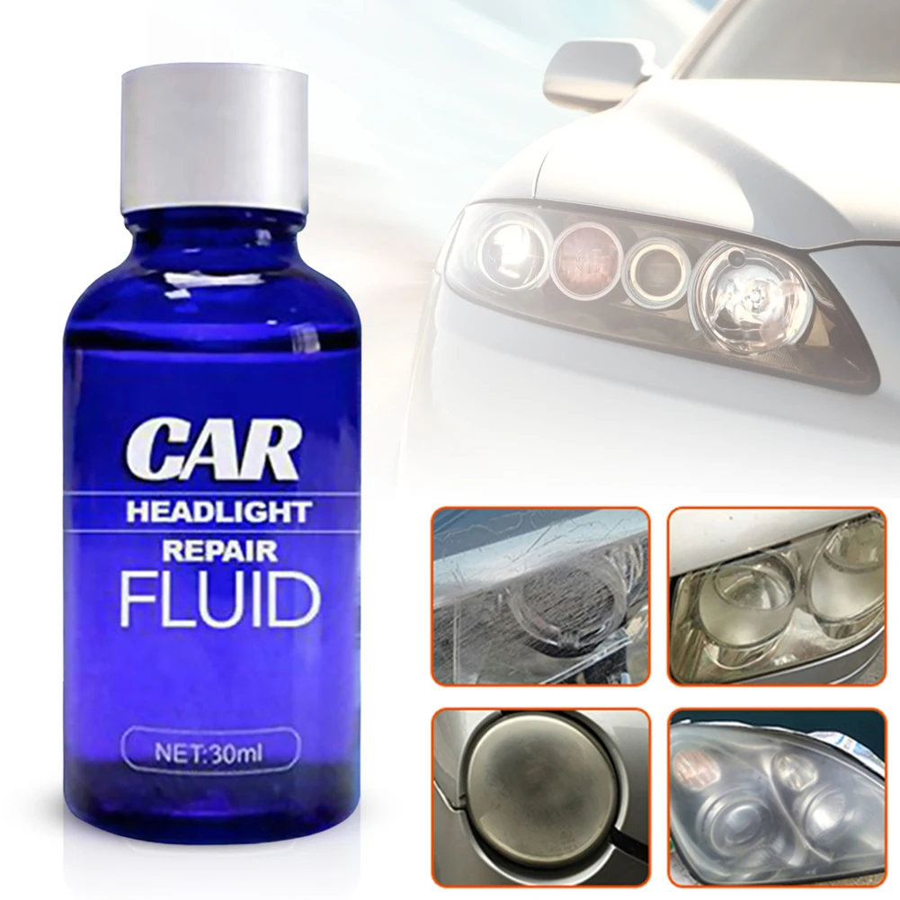 30ml Car Headlight Scratch Remover Fast UV Protection Car Light Cleaner Automotive Headlight Restoration Fluid Set Car Polishing