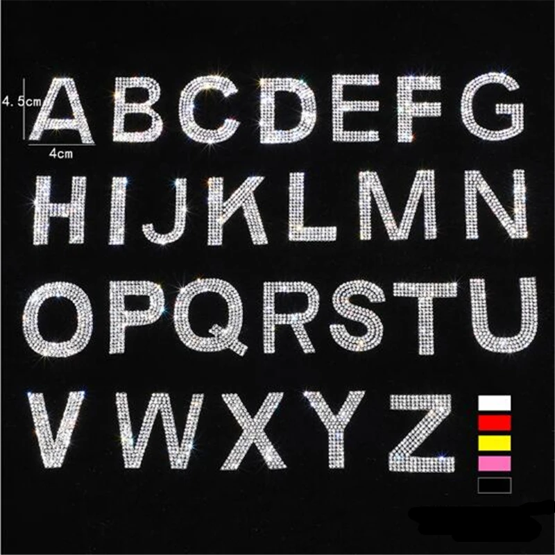 1 SET A-Z 26 pezzi ferro sulle lettere strass Hot- fix alfabeto inglese vetro Applique Patch per abbigliamento Badge pasta per i vestiti