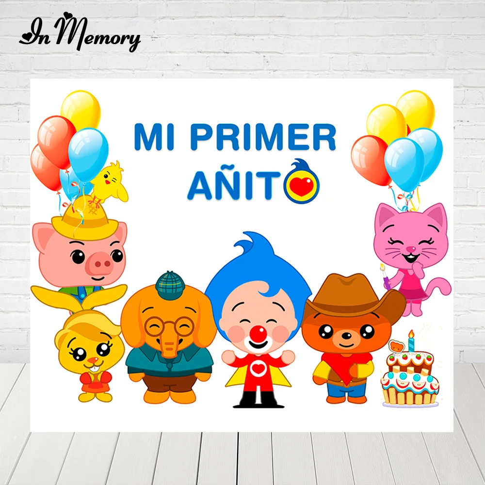 InMemory-Desenhos animados Pom Pom Tema Caixas para Fotografia, Aniversário do menino Festa Fundos, Photocall personalizado, Mi Primer