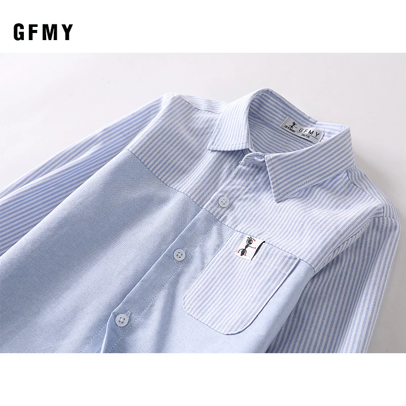 GFMY2021 Spring Autumn100% Cotton Full Sleeve Children Fashion Splicing Boys Shirts 3T-16T Casual Big Kid Clothes Shirt 6613