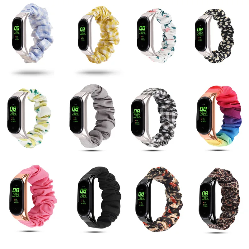 Scrunchies Elastic Strap for Xiaomi Mi band 6 5 4 replaceable Bracelet Mi Band 5 correa Wristband Breathable straps for miband 6