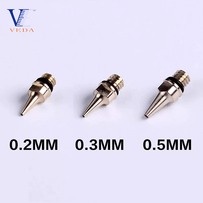 VEDA 0.2mm/0.3mm/0.5mm Airbrush Nozzle Needle&Nozzle Cap &Wrench Replacement Parts for WD-180 Series Airbrush Spray Accessories