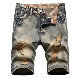 2024 Summer New Fashion Mens Ripped Short Jeans Brand Clothing Bermuda Cotton Shorts Breathable Denim Shorts Male Size 28-42