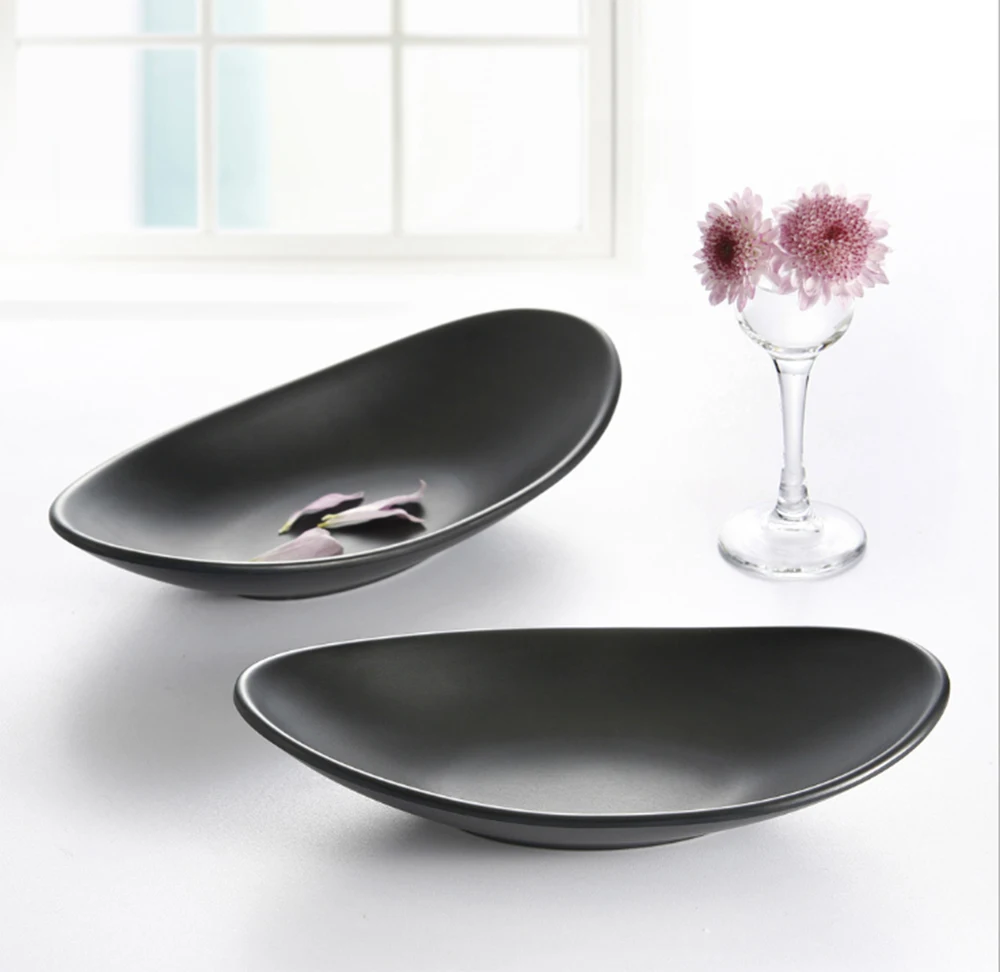 Oval black plate jewelry tray key tray dressing table decorative plate key tray food tray trays decorative