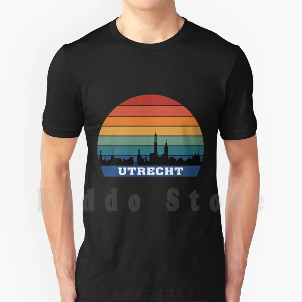 Utrecht Skyline Silhouette Souvenir Netherlands Flag T Shirt Cotton Men DIY Print Cool Tee Utrecht Utrecht Skyline Utrecht