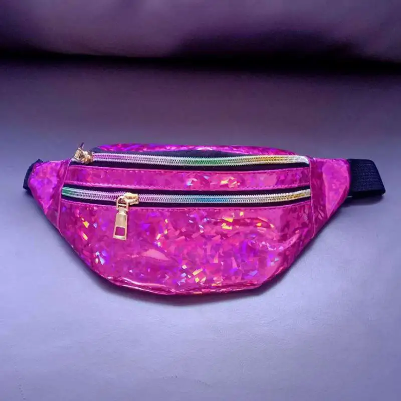 LXFZQ Holographic Waist Bags Women Silver Fanny Pack Female Belt Bag Geometric Waist Packs Laser Chest Phone Pouch Crossbody