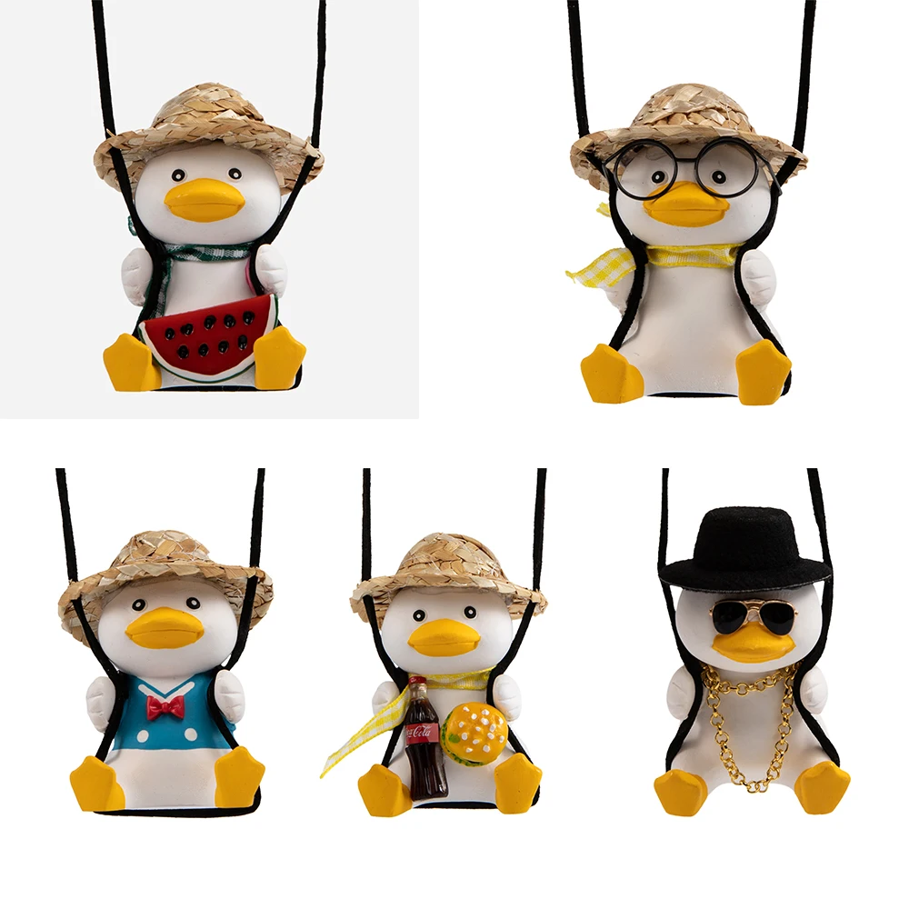 Car Fragrance Gypsum Cute Anime Car Accessorie Swing Duck Pendant Auto Rearview Mirror Ornaments Birthday Gift Auto Decoration