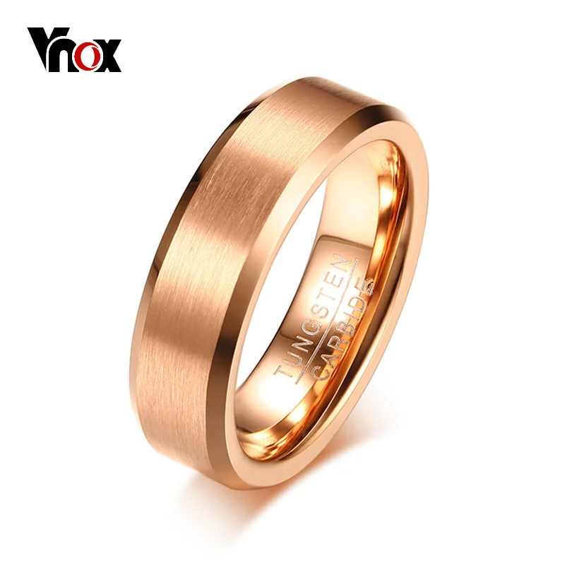 Vnox Simple Men\'s Ring Tungsten Wedding Band Rose Gold Color Matt Surface Classic Casual Male Jewelry US Size 8 9 10 11 12