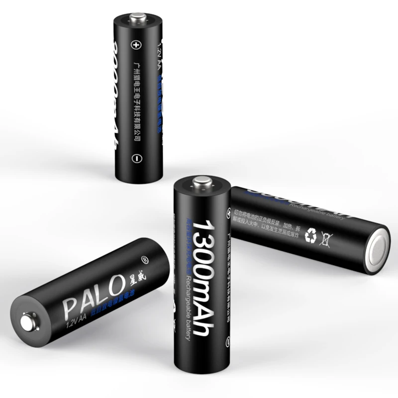 Аккумуляторы PALO, 2 шт., 1,2 в, Ni-MH, AA, 2A, 1300 мА · ч