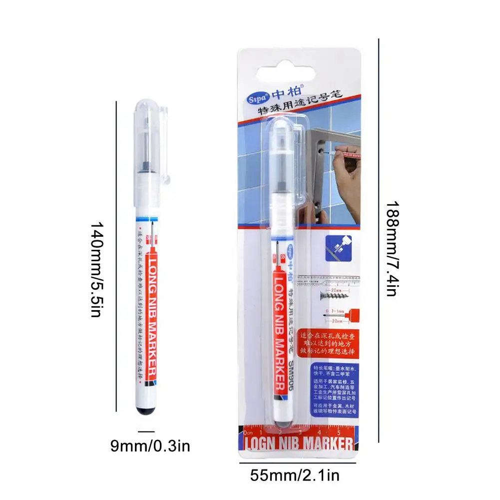 Long Nib Marker Carpenter Construction Deep Hole Home Decoration Water Resistant Quick Drying Marker Pen Multifunction Long Nib
