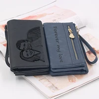Picture Wallet High Capacity Fashion Women Wallets Long Dull  Polish PU Leather Wallet Female Customize Double Zipper Clutch - Image 3