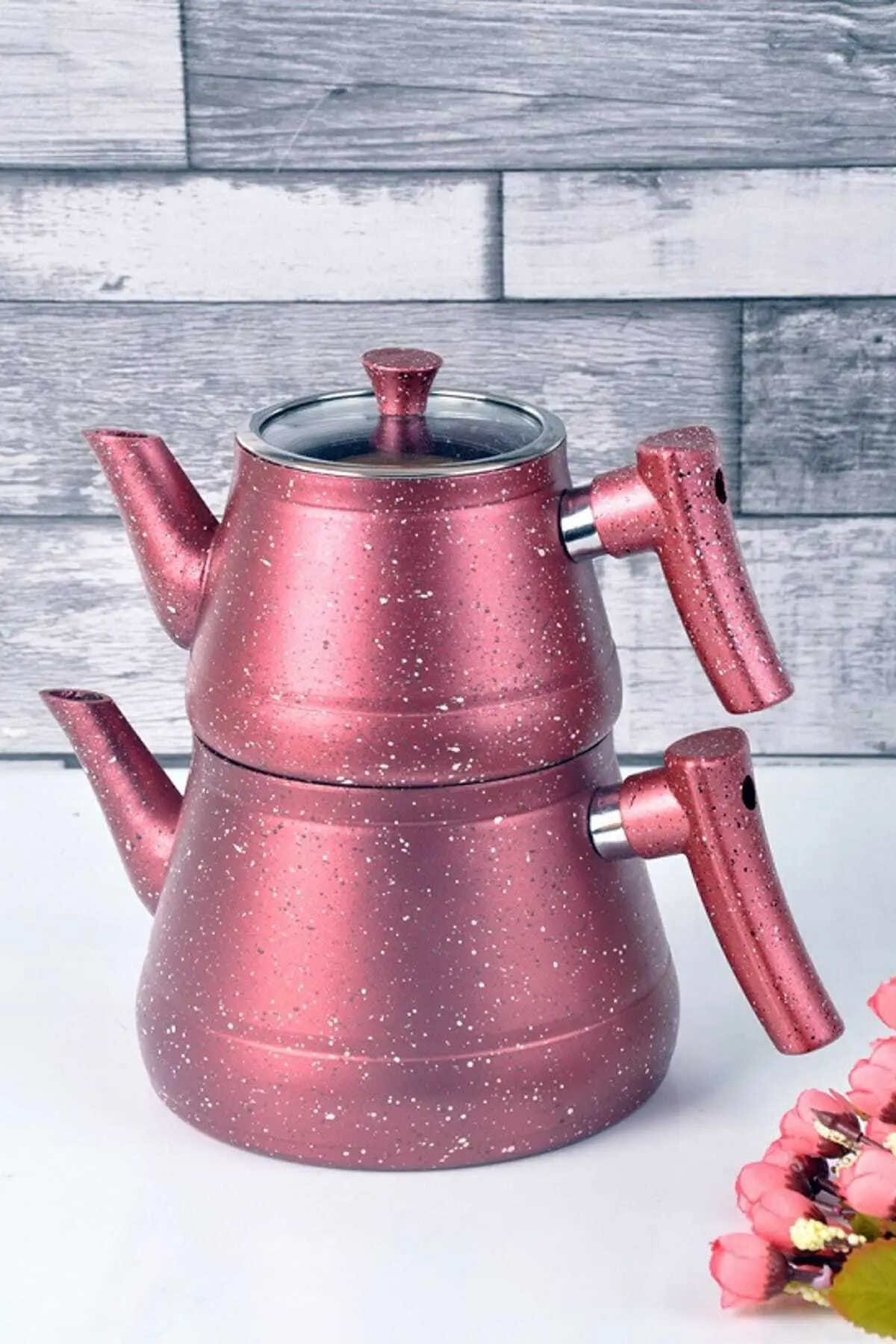 Granite Color Teapot Set (Red)- 200459