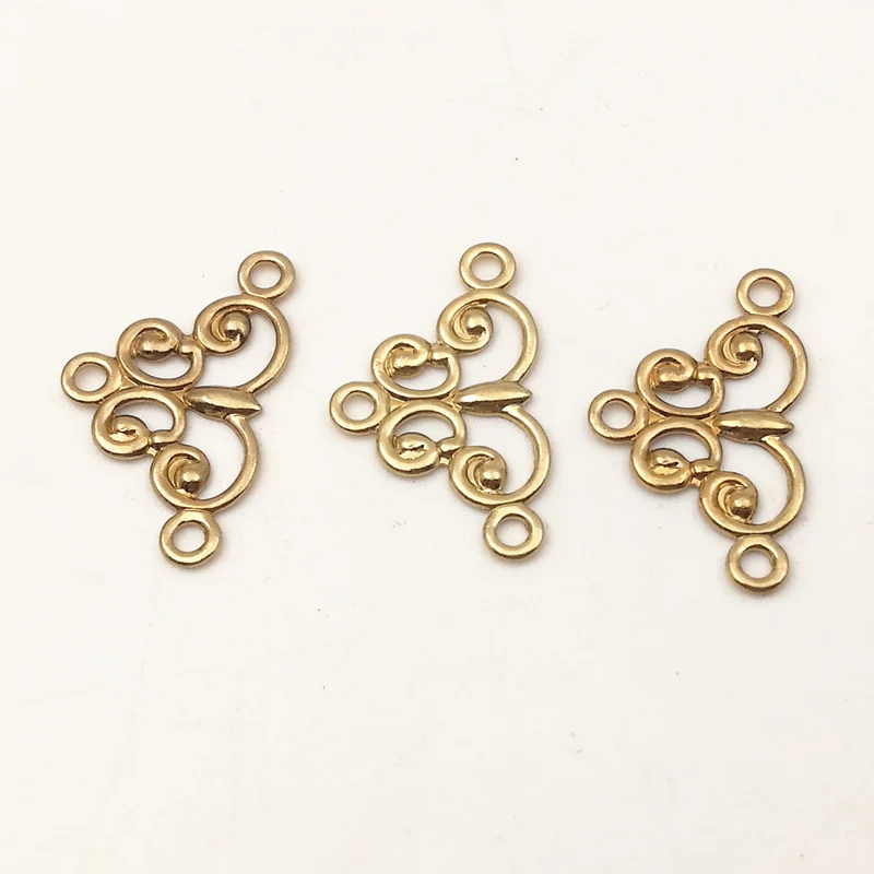 

SIXTY TOWFISH 30 pieces 18*10mm KC Gold Color Brass Vintage DIY Jewelry Component Copper Filigree Flower Charms Base Setting