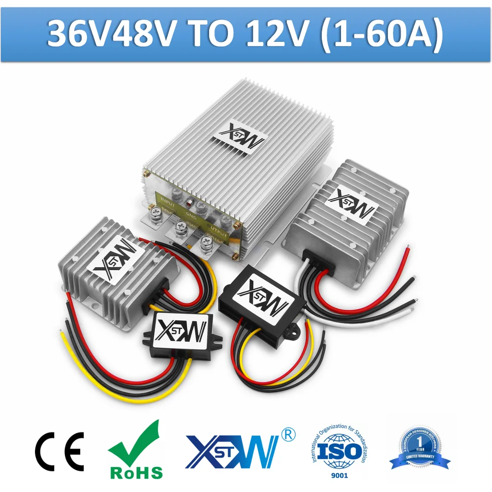 

XWST DC DC 36V 48v to 12V 1A to 60A Power Converter Step Down 36 48 Volt to 12 Volt Buck Regulator Voltage Transformer