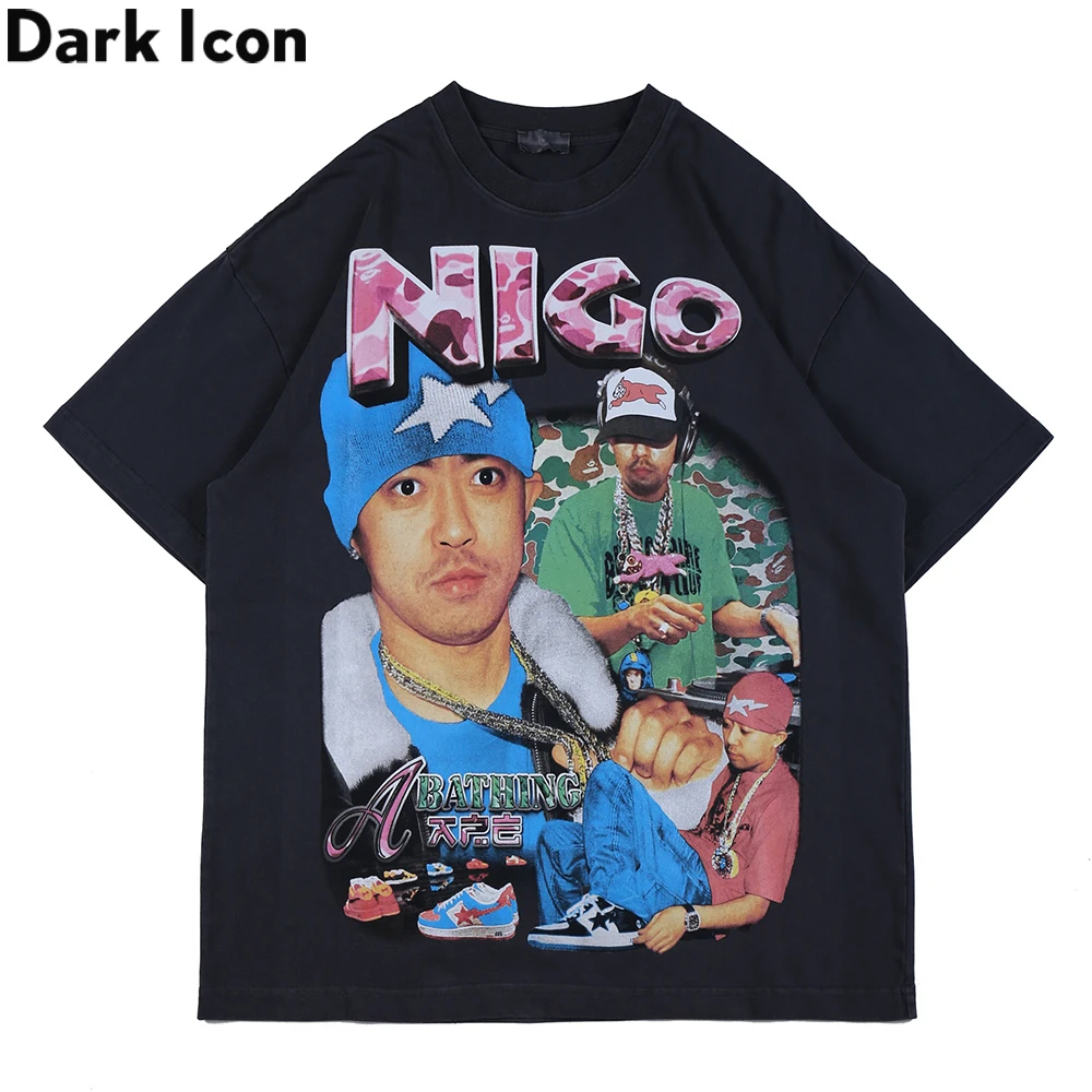 

Dark Icon Rap Rock Hip Hop T-shirt Men Camouflage Letters Printed Streetwear Men's Tshirts Cotton Tee