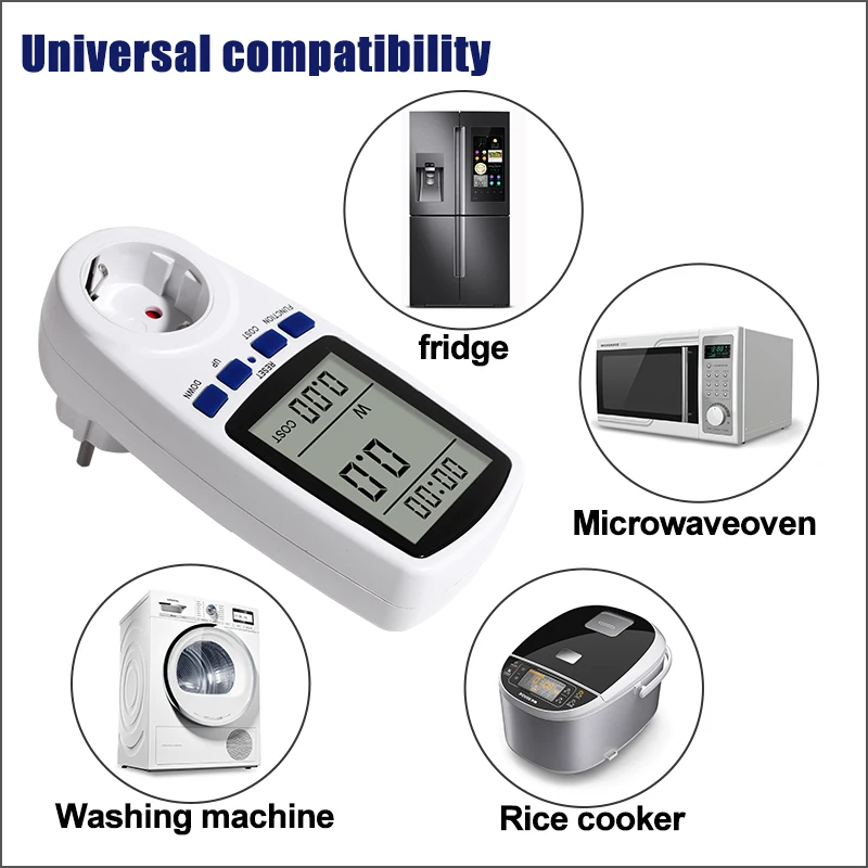 RZ Wattmeter Power Meters Plug Electricity Usage Monitor Voltage AC Power Consumption Meter Watt Energy Electricity Kill Meter