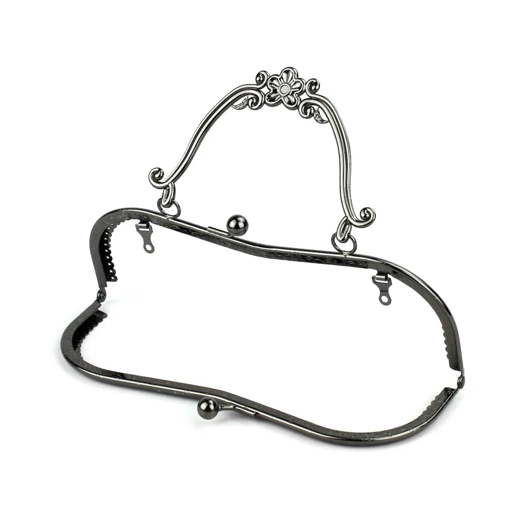 1 Piece 20.5 CM Plum Blossom Flower Pattern Vintage Metal Purse Frame Kiss Clasp Handle Bag Accessories