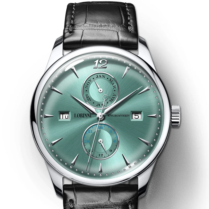 LOBINNI Luxury Switzerland Brand Men's Seagull Automatic Mechanical Watches Waterproof Sapphire Crystal Multi-function L18003
