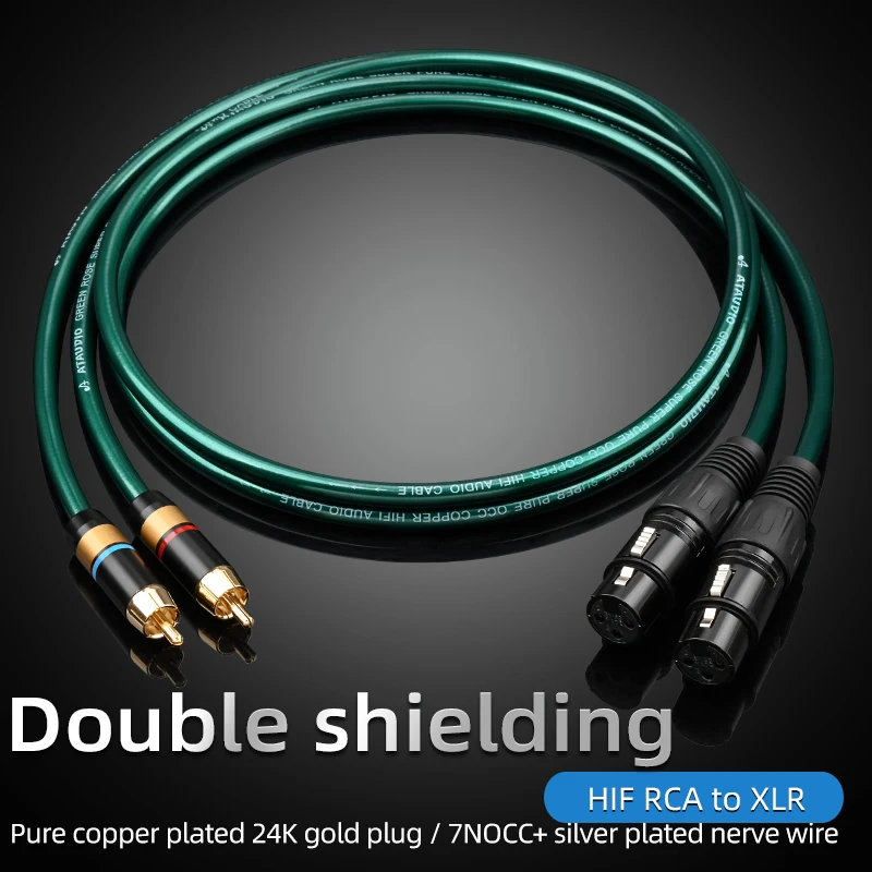 2 unids/par ATAUDIO Cable de audio HIFI RCA a XLR (macho o hembra) Cable de Audio HIFI para amplificador DAC TV/0,5 M-5 M NO1062