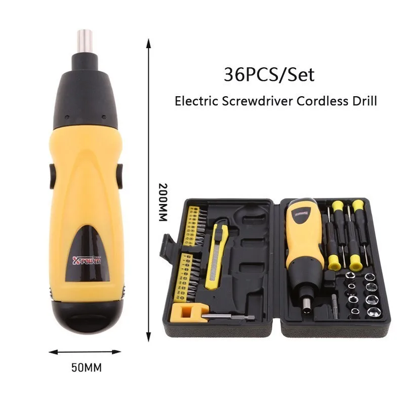 Mini Electric Screwdriver Battery  Operated Cordless Screw Driver Drill Tool Set Bidirectional Switch With 36pcs Screws