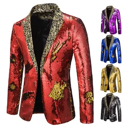 Lantejoula Glitter terno dos homens, Blazer brilhante, xale, colarinho, jaqueta, terno, cantor, noivo, baile, DJ, clube, palco