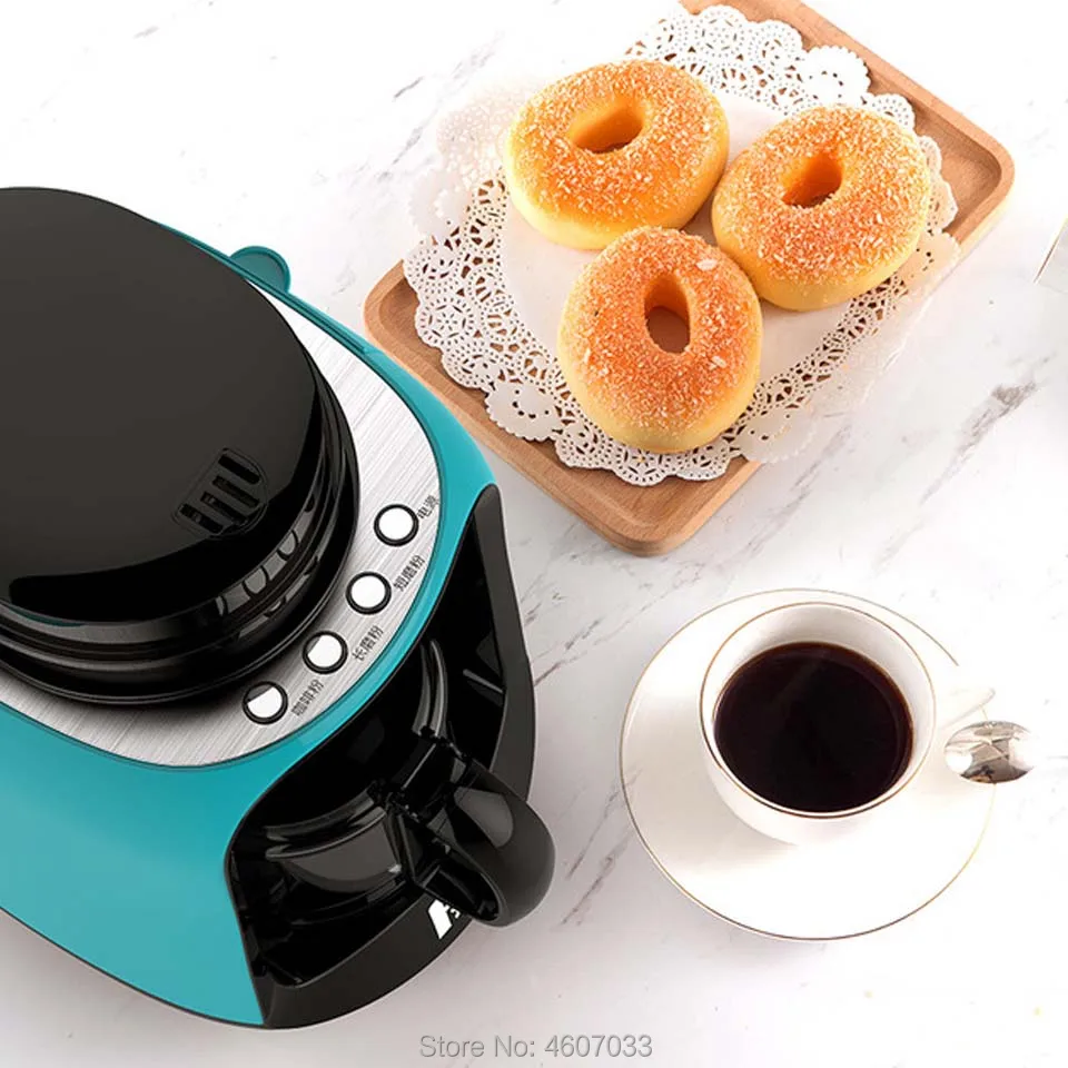 0.6L 220V Automatische Koffie Machines Thuis Kantoor Amerikaanse Elektrische Infuus Koffiezetapparaat Bean Slijpen Filter Voor Bonen En Poeder