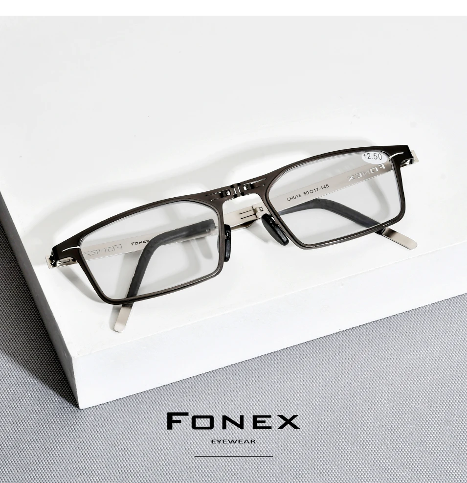 FONEX Photochrome Grau Anti Blau Blocking Folding Lesebrille Männer Frauen 2021 Hyperopie Leser Schraubenlose Brillen LH015 – Detail 2